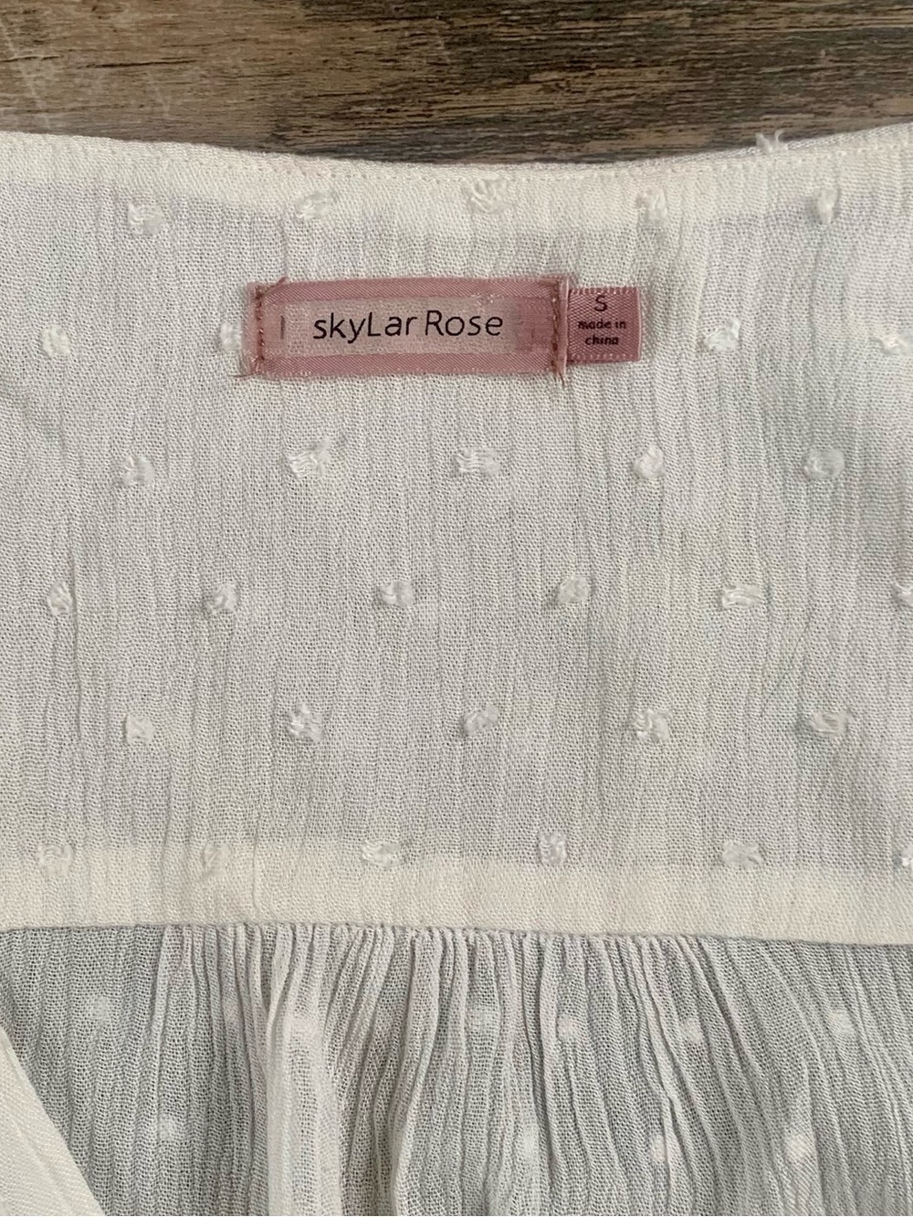 Skylar Rose Ivory Swiss Dot Peasant Blouse